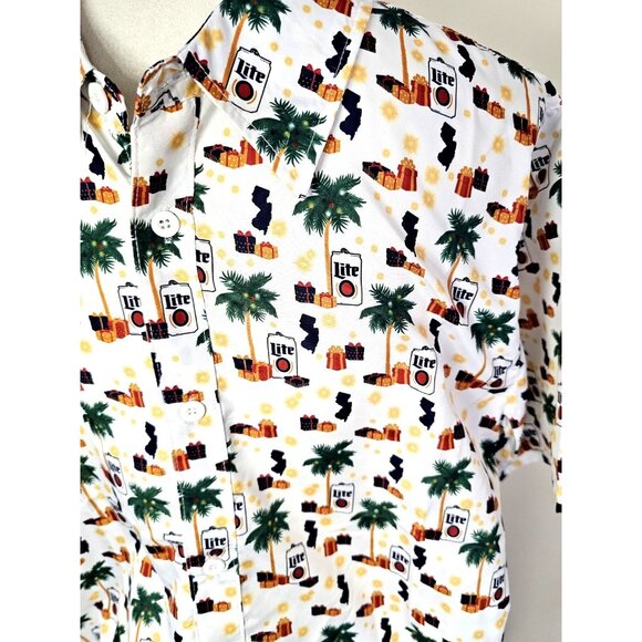Miller Lite NJ Holiday Men's Button Down HAWAIIAN Shirt Medium - Picture 2 of 9